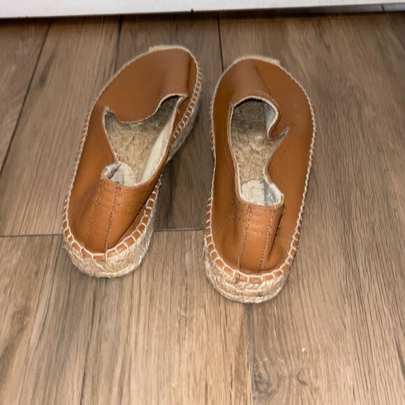 Soludos The Seville Smoking Slipper Platform Tan Congac Leather Size 8 - Picture 7 of 10